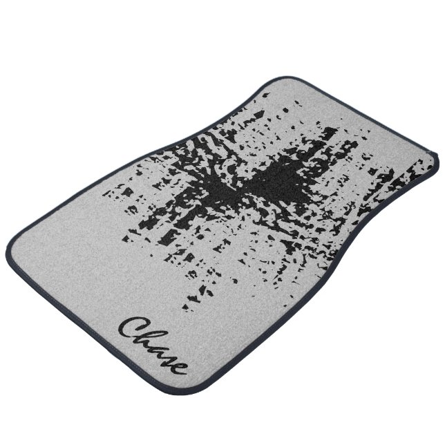 Grey And Black Cool Set Of Abstract Car Floor Mats (Angled)