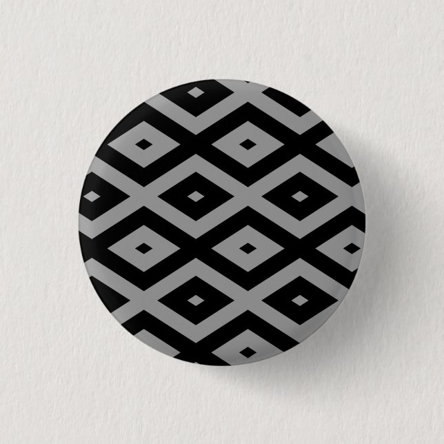 Grey and black diamond pattern button (Front)