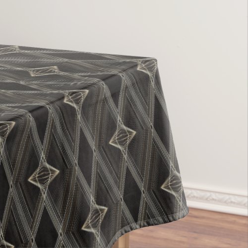 Grey and Black Diamond Pattern Modern Geometric Tablecloth