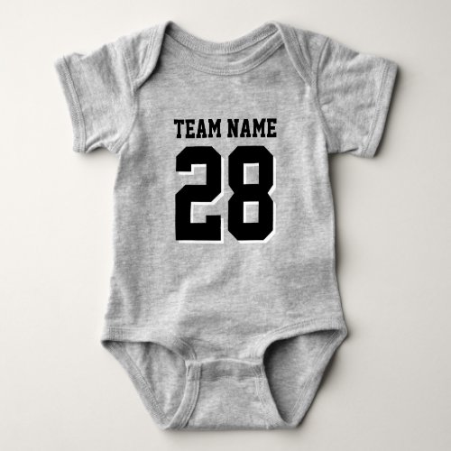 Grey and Black Football Jersey Sports Baby Romper