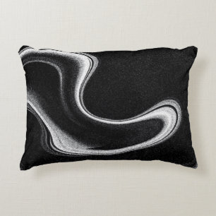 Grey and black illustration accent pillow