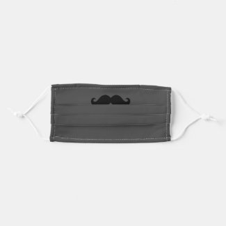 Grey and Black Mustache Cloth Face Mask