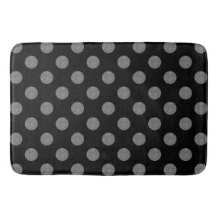 Grey and black polka dots bathroom mat