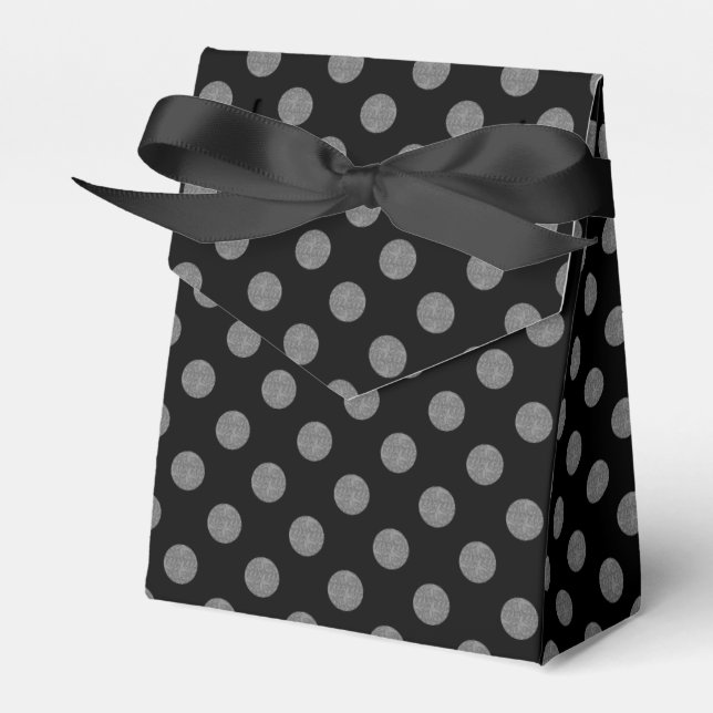 Grey and black polka dots favor boxes (Front Side)