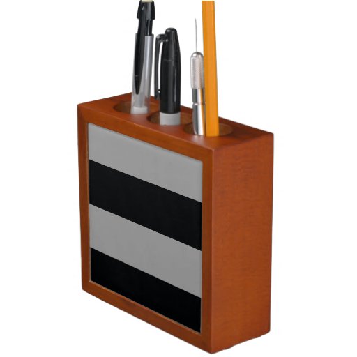Grey and Black Simple Extra Wide Stripes Desk Organizer