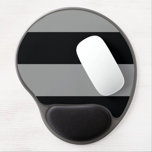 Grey and Black Simple Extra Wide Stripes Gel Mouse Pad