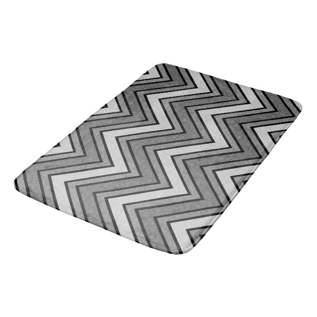 Grey and black sketch chevron bath mat (Angled)
