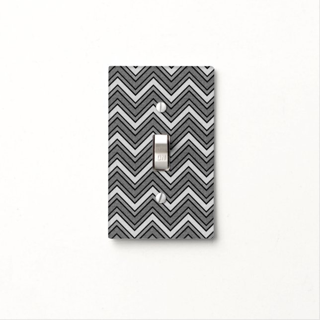 Grey and black sketch chevron light switch cover (In Situ)