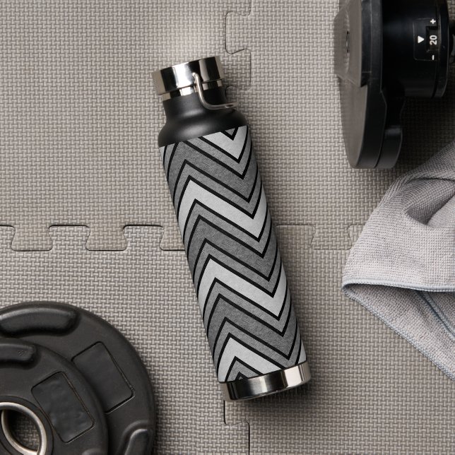 Grey and black sketch chevron water bottle (Gym)