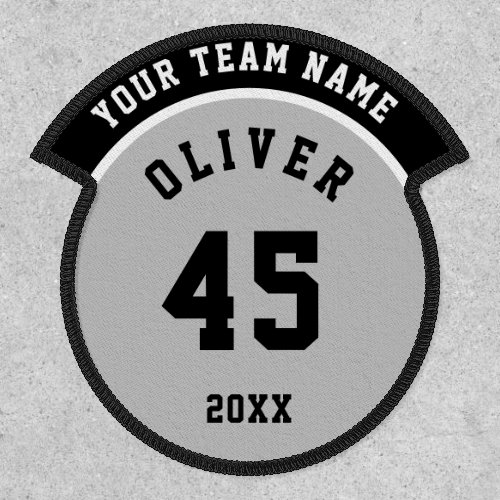 Grey and Black Sports Player Team Name Number Patch