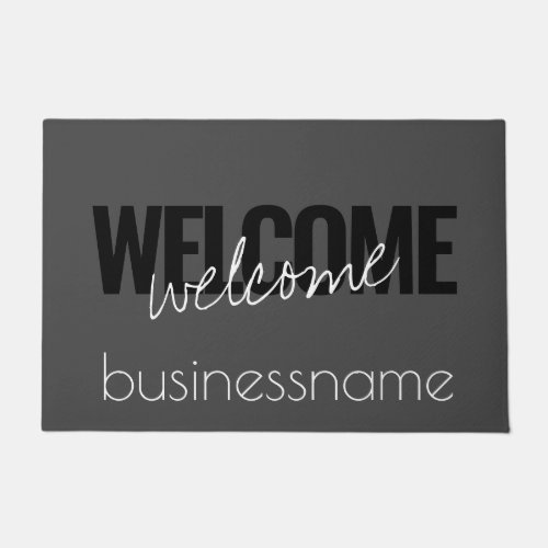 Grey and Black Trendy Custom Business Bold Welcome Doormat