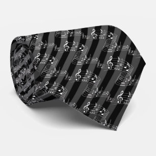 GREY AND BLACK WITH MUSIC NOTES NECK TIE