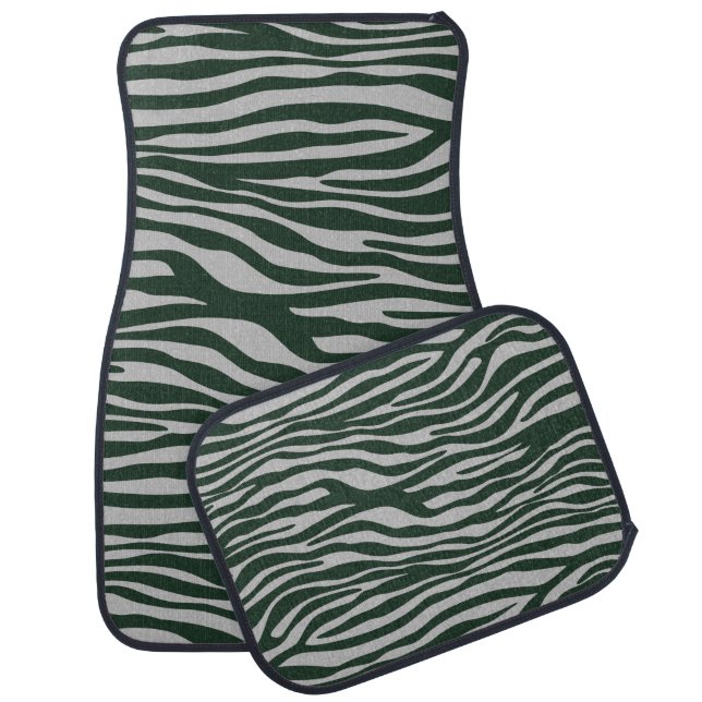 Grey and Black Zebra Stripes Car Floor Mat (Set)
