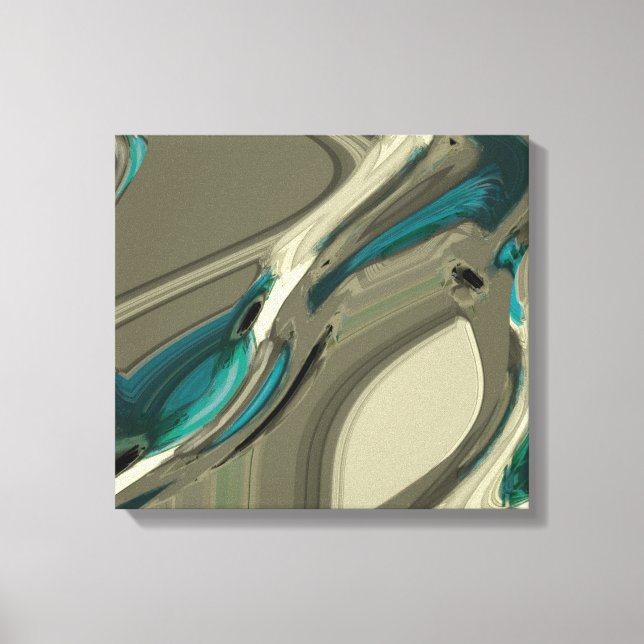 Grey and Blue Abstract Art Canvas Print (Front)