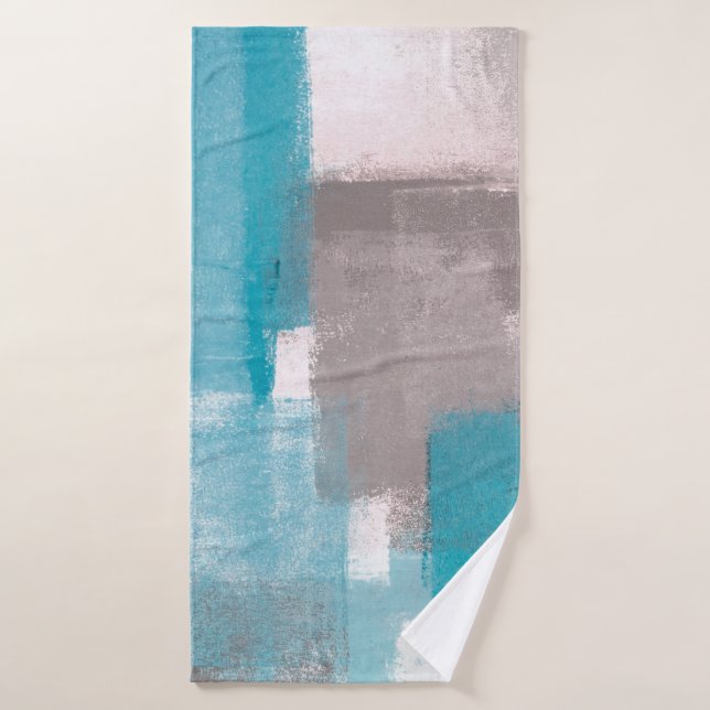 Grey and Blue Abstract Art Paintingabstract,painti Bath Towel (Bath Towel)