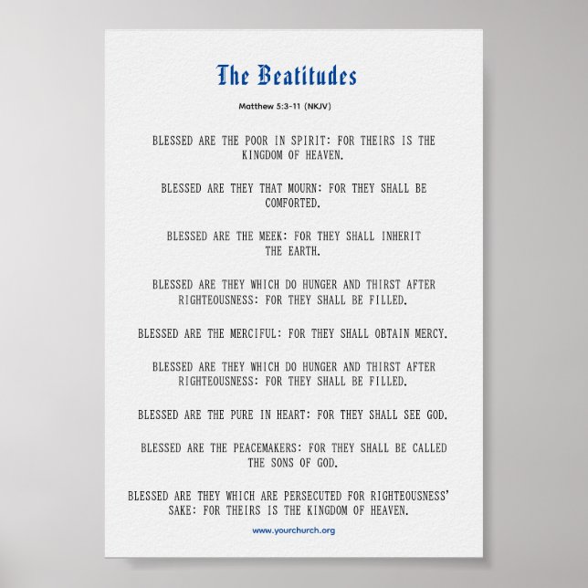 Grey and Blue Beatitudes Inspiration Poster (Front)