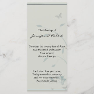 Grey and Blue Butterfly Meadow Wedding Program