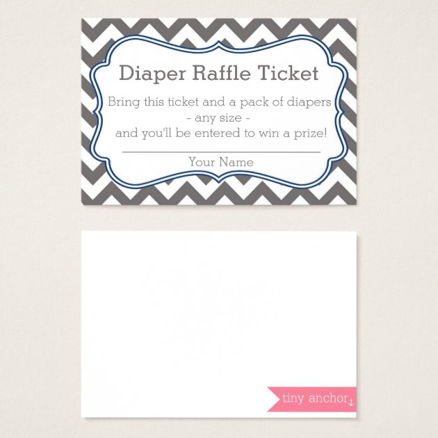 Grey And Blue Chevron Diaper Raffle Ticket