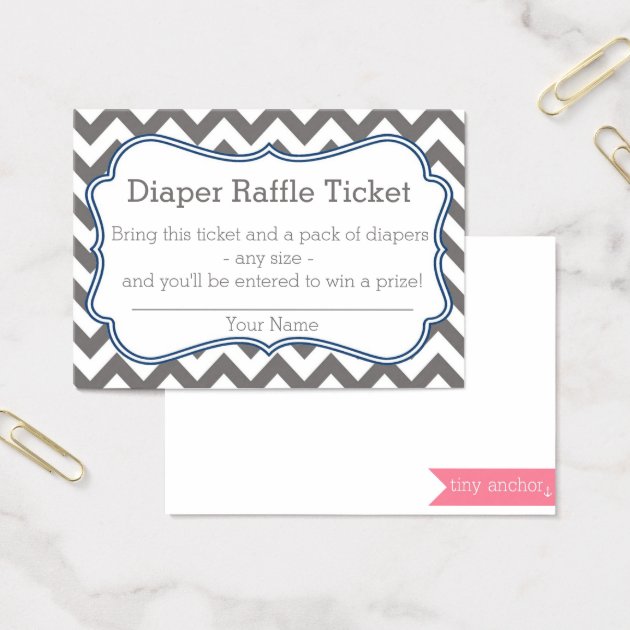 Grey And Blue Chevron Diaper Raffle Ticket