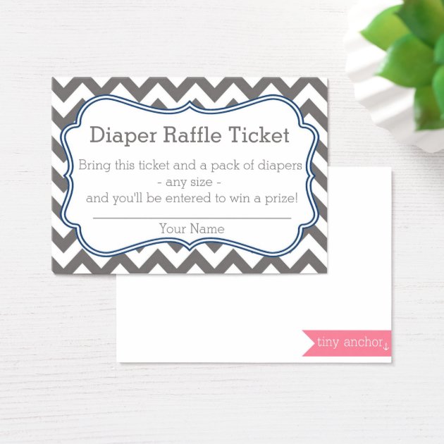 Grey And Blue Chevron Diaper Raffle Ticket