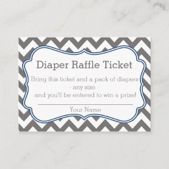 Grey And Blue Chevron Diaper Raffle Ticket Enclosure Card by tinyanchor at Zazzle