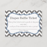 Grey And Blue Chevron Diaper Raffle Ticket Enclosure Card at Zazzle