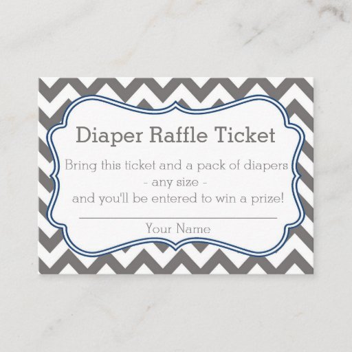 Customizable Grey and Blue Chevron Diaper Raffle Ticket Business Cards