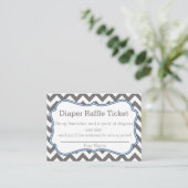 Grey and Blue Chevron Diaper Raffle Ticket Enclosure Card (Standing Front)