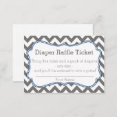 Grey and Blue Chevron Diaper Raffle Ticket Enclosure Card (Front/Back)