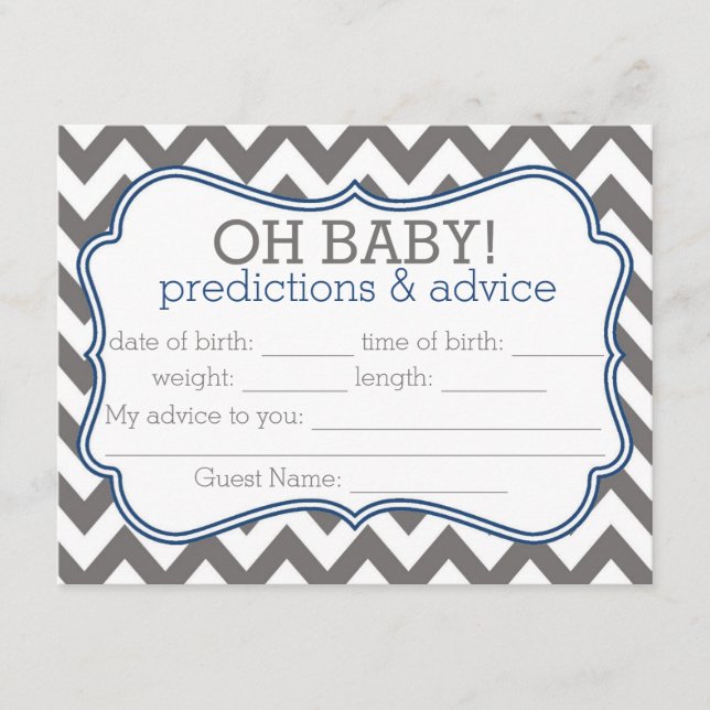 Grey and Blue Chevron Predictions & Advice Card (Front)