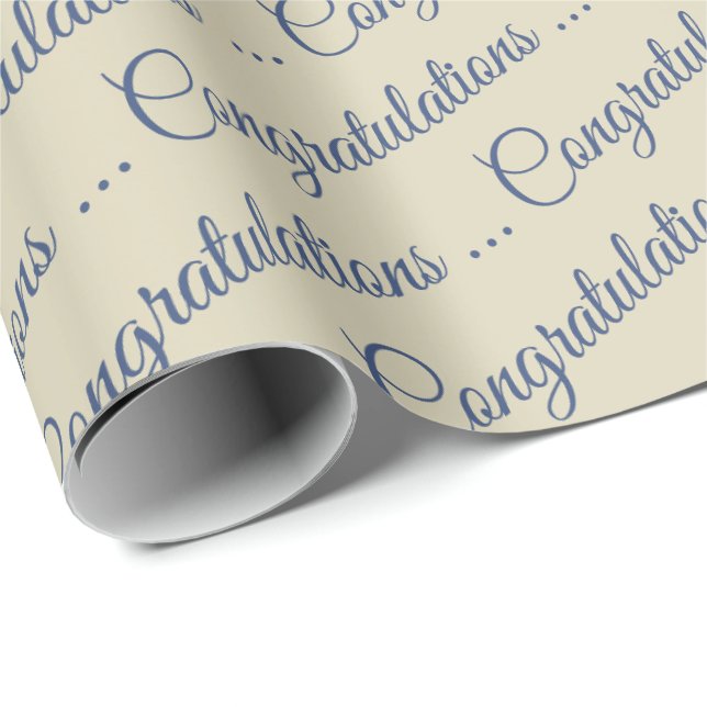 Grey and Blue Congratulations Designed Wrapping Paper (Roll Corner)