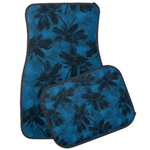 Grey and blue floral pattern. car floor mat