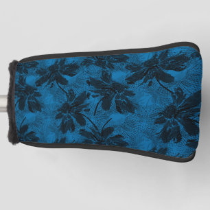 Grey and blue floral pattern. golf head cover