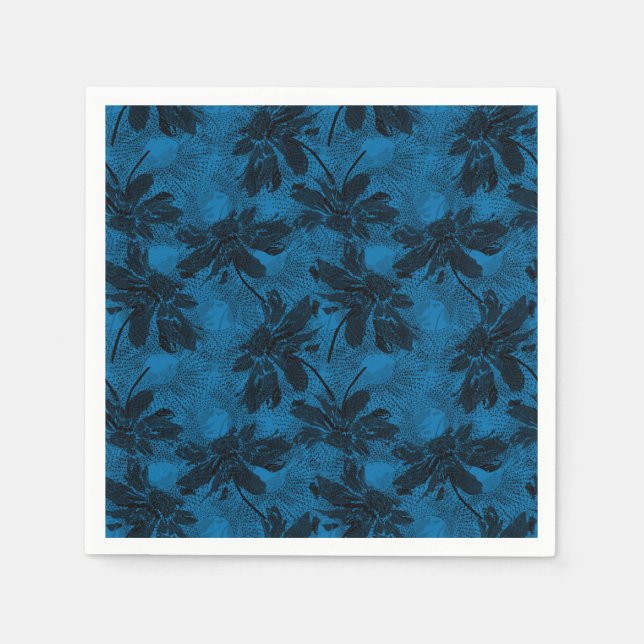 Grey and blue floral pattern. napkins (Front)