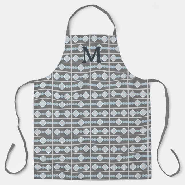 Grey and Blue Geometric Shapes Apron (Front)