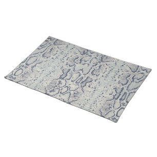 Grey and Blue Snake Skin Animal Print Cloth Placemat