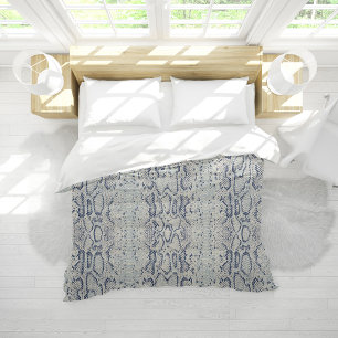 Grey and Blue Snake Skin Animal Print Duvet Cover