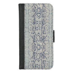 Grey and Blue Snake Skin Animal Print iPhone 8/7 Wallet Case