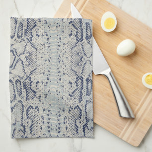 Grey and Blue Snake Skin Animal Print Kitchen Towel