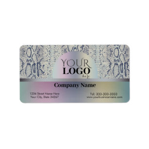 Grey and Blue Snake Skin Animal Print Label