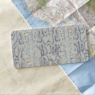 Grey and Blue Snake Skin Animal Print License Plate