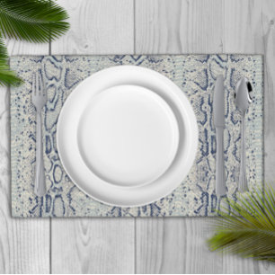 Grey and Blue Snake Skin Animal Print Placemat