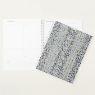 Grey and Blue Snake Skin Animal Print Planner