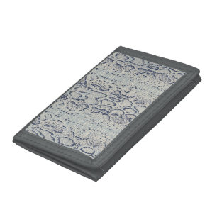 Grey and Blue Snake Skin Animal Print Tri-fold Wallet