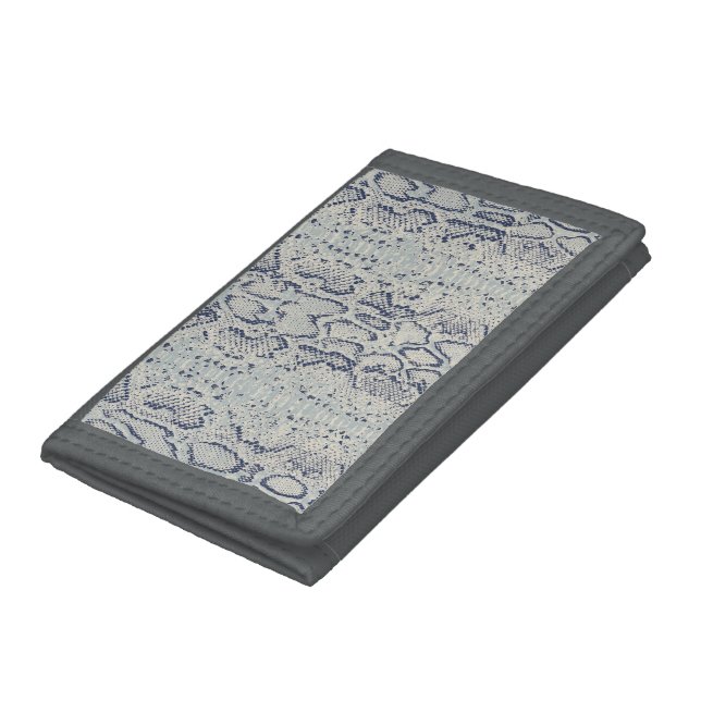 Grey and Blue Snake Skin Animal Print Trifold Wallet (Bottom)