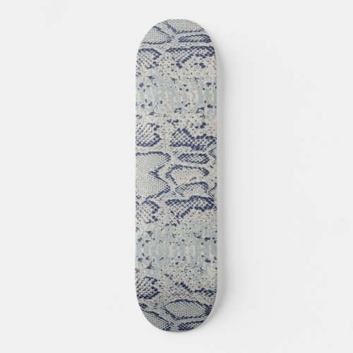 Grey and Blue Snake Skin Print Skateboard