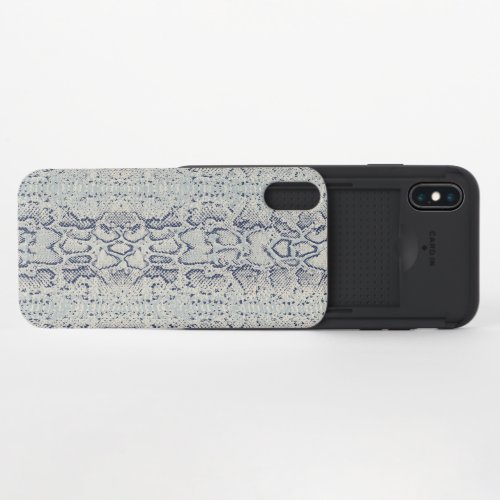 Grey and Blue Snake Skin Print iPhone XS Slider Case