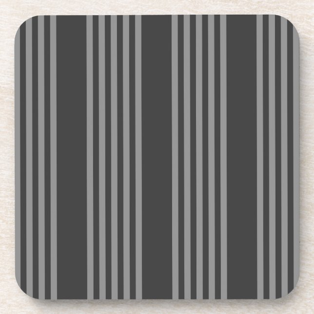 Grey and charcoal five stripes pattern beverage coaster (Front)