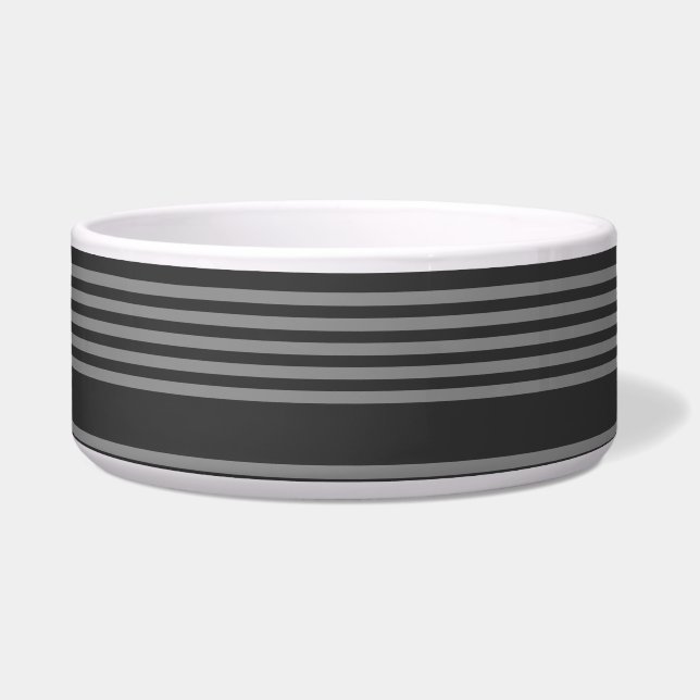 Grey and charcoal five stripes pattern bowl (Front)