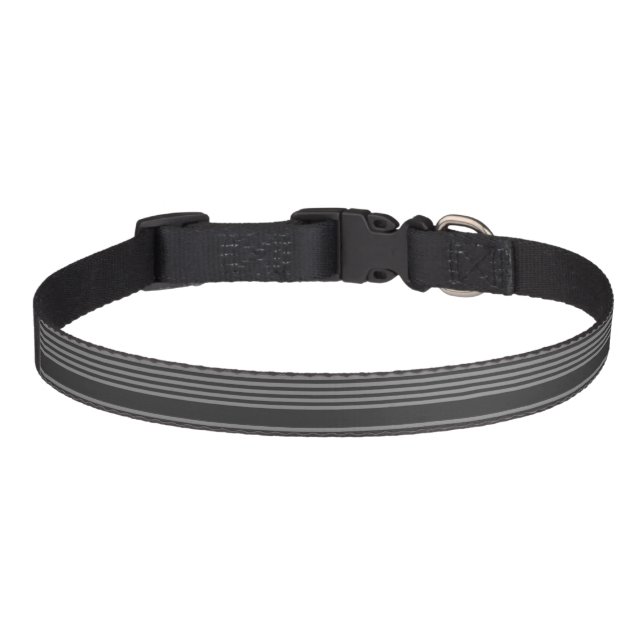 Grey and charcoal five stripes pattern pet collar (Front)